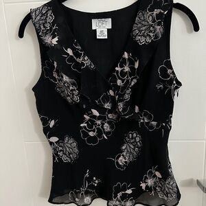 LOFT Black Silk Blend Blouse